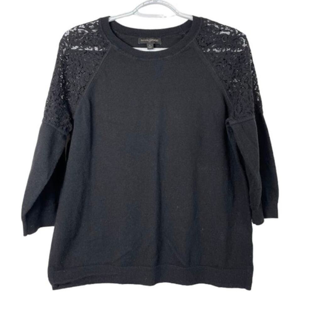 Banana Republic Women's Lace Knit Top Romantic Elegant Cotton Sweater Small
